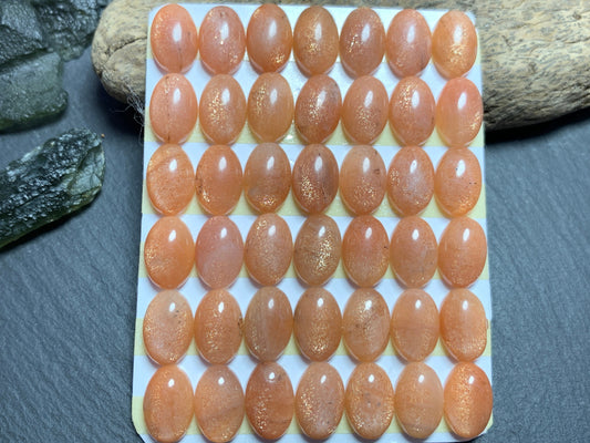 GoldSand Sunstone oval 8x12mm cabochon  Calibrated Cabochons
