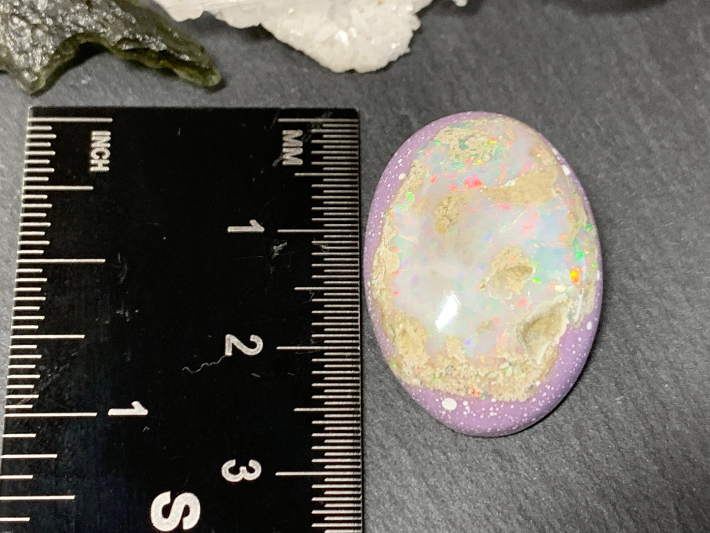 Ethiopian Opal Cabochon – Stabilized Welo Opal with Play of Color - 19x26x9mm