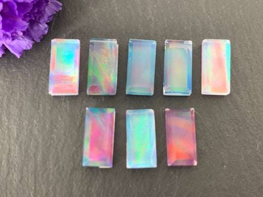 Step Cut Aurora Opal 5x9mm cabochon - Doublet cabochons