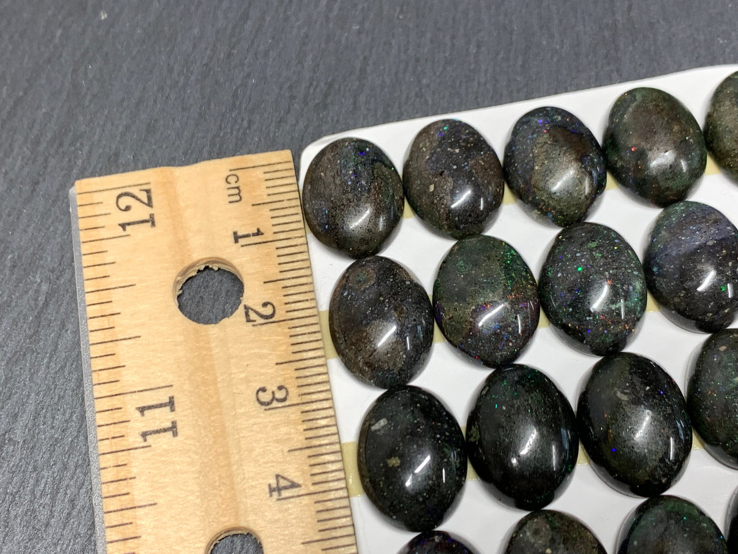 Black Andamooka Opal oval 12x16mm cabochon - Matrix Australian Opal