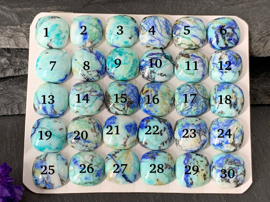 Azurite square 12mm cabochon - Calibrated cabochons
