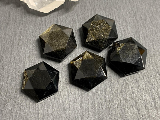 Gold Obsidian 18x21mm faceted from both sides - not a cabochon