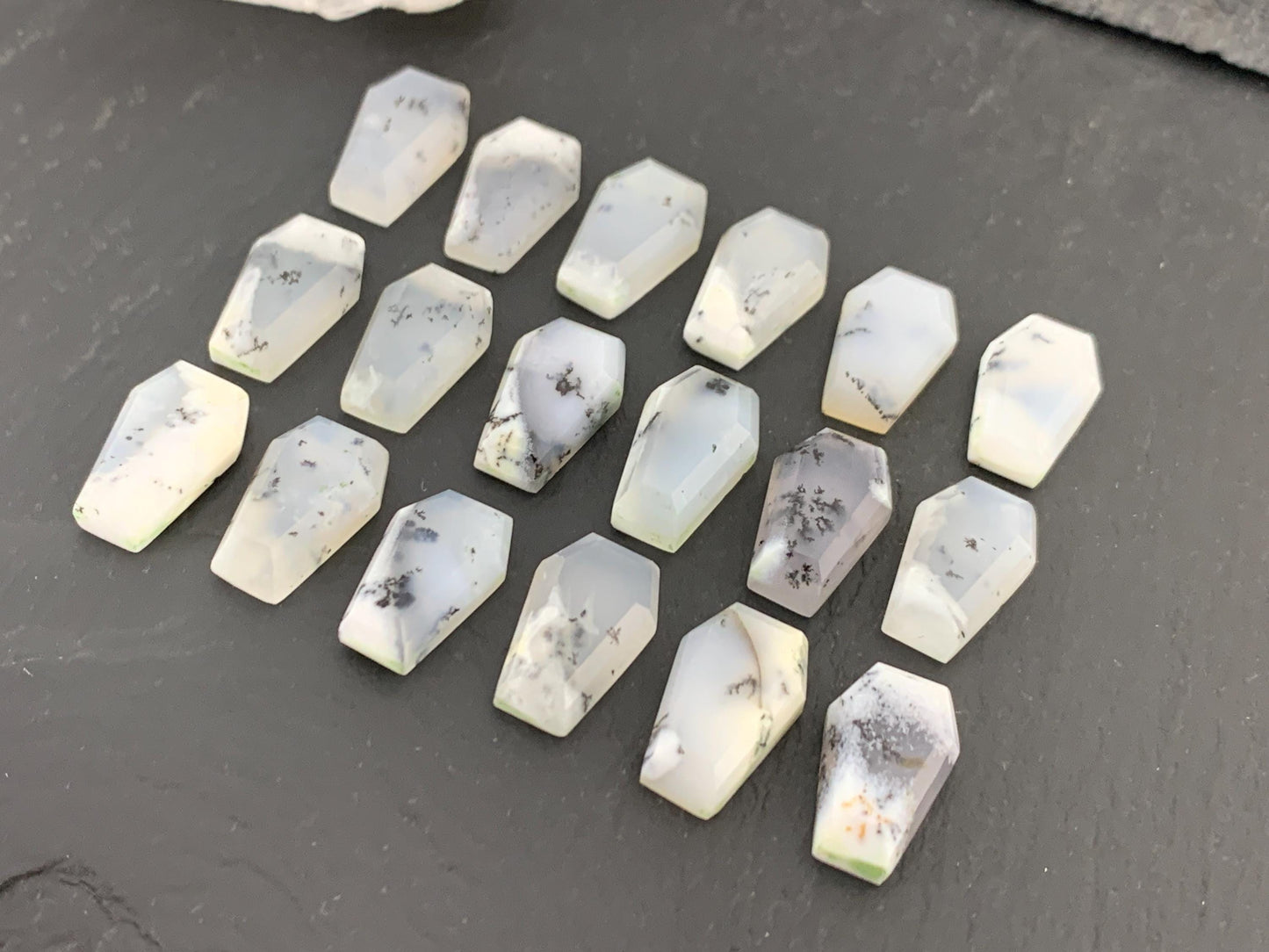 Step Cut Dendrite Opal coffin 10x16mm cabochon