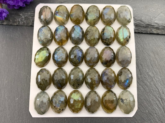 Faceted Labradorite oval 10x14mm cabochon  - Calibrated cabochons