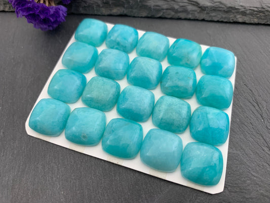 Amazonite square cushion 15mm cabochon - Calibrated Cabochons
