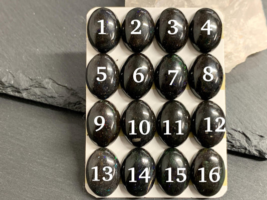 Black Andamooka Opal oval 13x18mm cabochon - Matrix Australian Opal