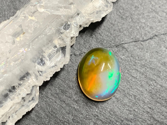 Natural Black Ethiopian Opal oval 8x10x6mm cabochon