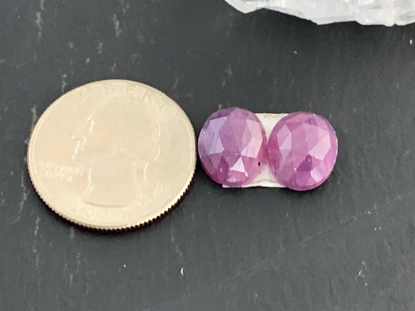Damaged Faceted Ruby pair 10x12x5mm cabochon.