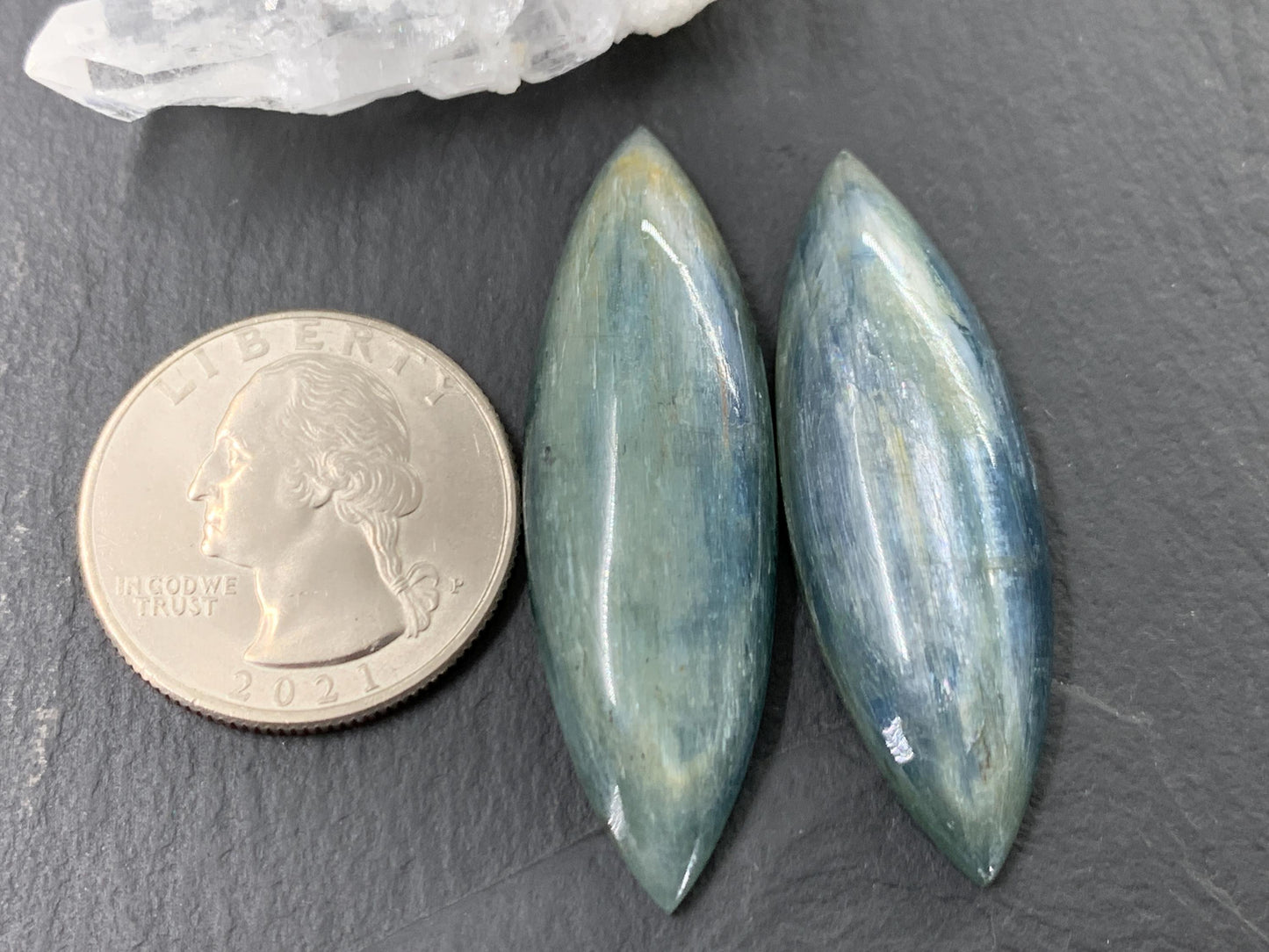 Large Marquise Kyanite 43-46mm long Cabochon - Rare African Gemstone