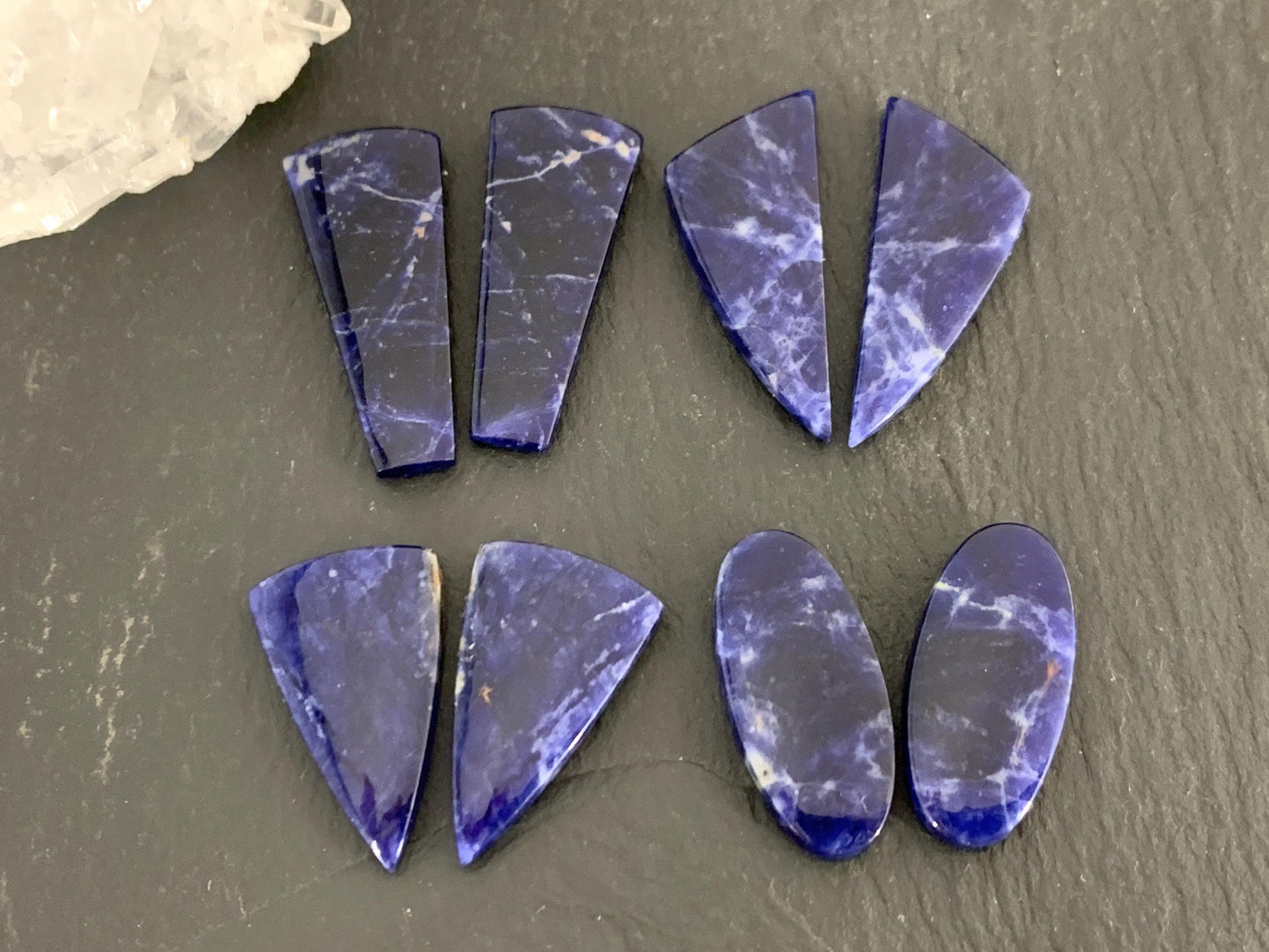 Natural Sodalite pair 24-30mm long cabochon