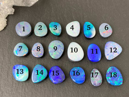 Australian Opal doublet 7-10mm long cabochon