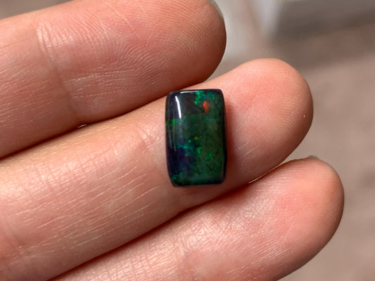 Black Ethiopian Opal rectangle 7x12x3mm cabochon