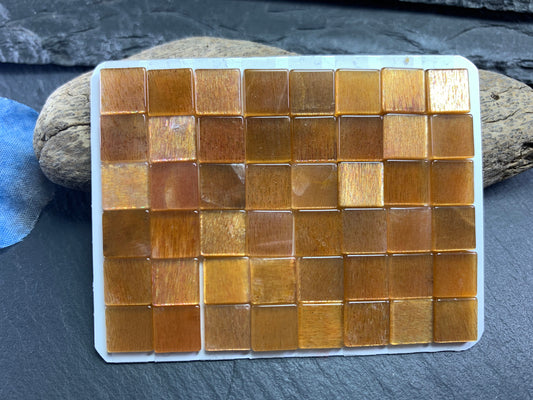 Flat Gold Sunstone square 8mm cabochon - calibrated cabochons