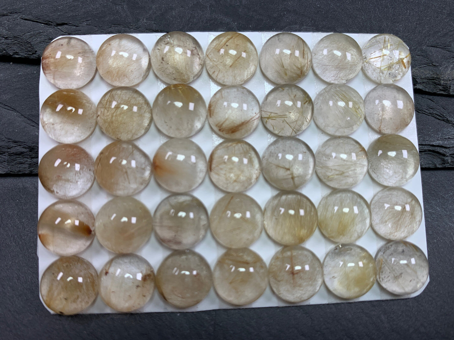 Rutilated Quartz round 10mm cabochon - Calibrated cabochons