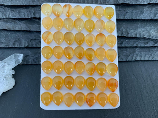 Carnelian pear 6x8mm, 8x10mm cabochon- Calibrated Carnelian