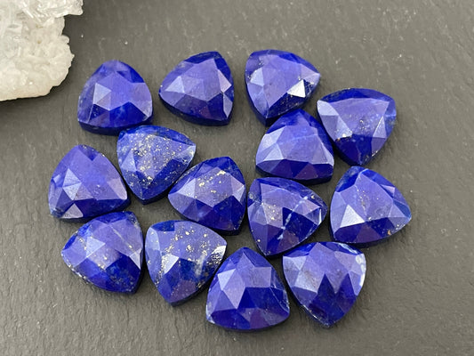 Faceted Lapis Lazuli triangle 10mm cabochon