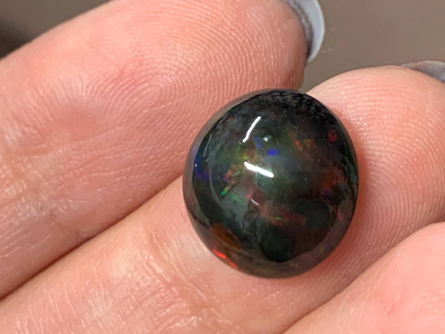 Natural Ethiopian Black Opal 13mm cabochon