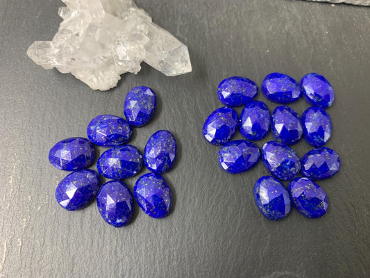 Faceted Lapis Lazuli oval 9x12mm cabochon