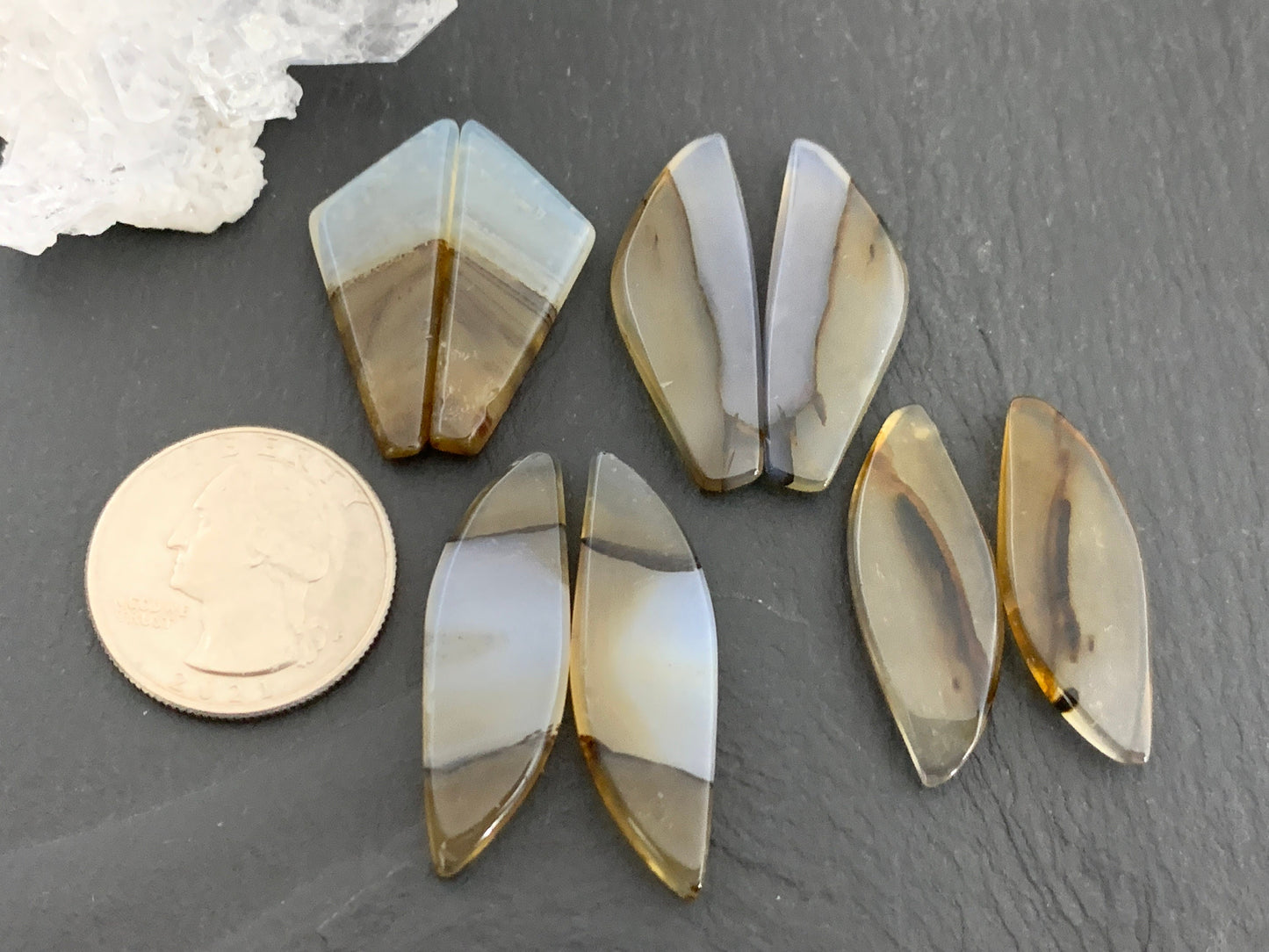 Montana Agate cabochon pair