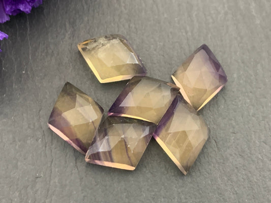 Faceted Fluorite rhombus 10x14mm cabochon - Calibrated cabochons
