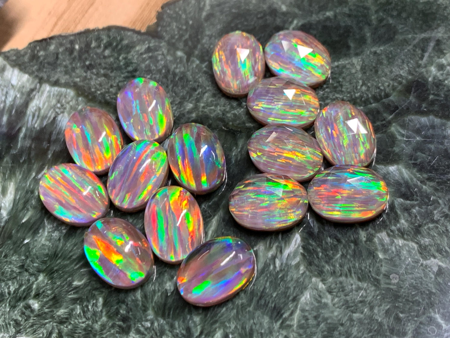 Aurora Opal Oval 10x14mm Cabochon – Rainbow Fire Doublets – Man Made Cabochon *