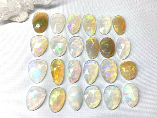 Faceted Ethiopian Opal 14-16mm cabochon