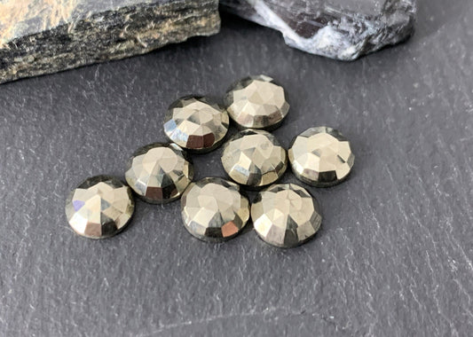 Faceted Pyrite Round 6mm cabochon - Calibrated cabochons