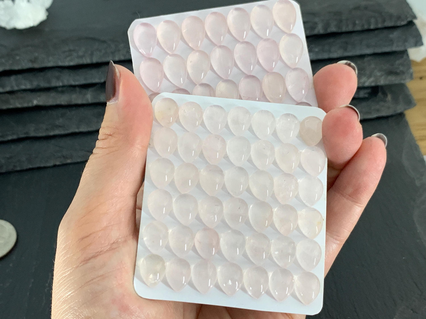 Rose Quartz pear 8x10mm, 8x12mm cabochon - Calibrated cabochons