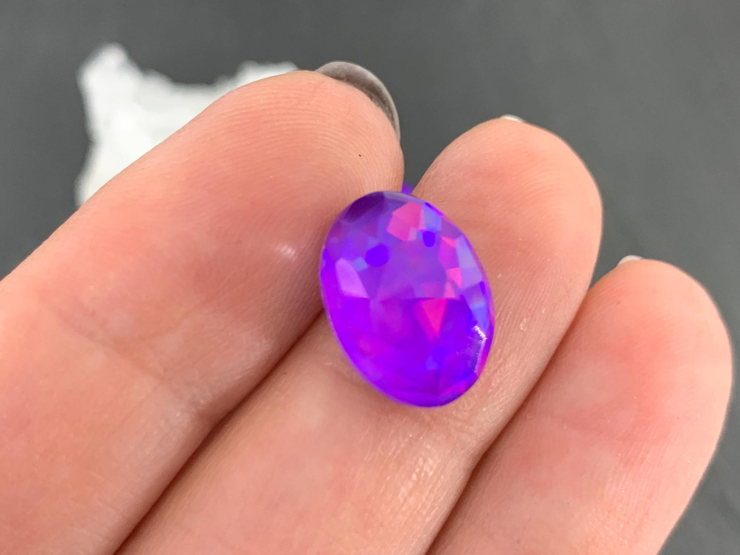 Faceted Purple Mystic Quartz oval 10x14mm cabochons - Doublet cabochons