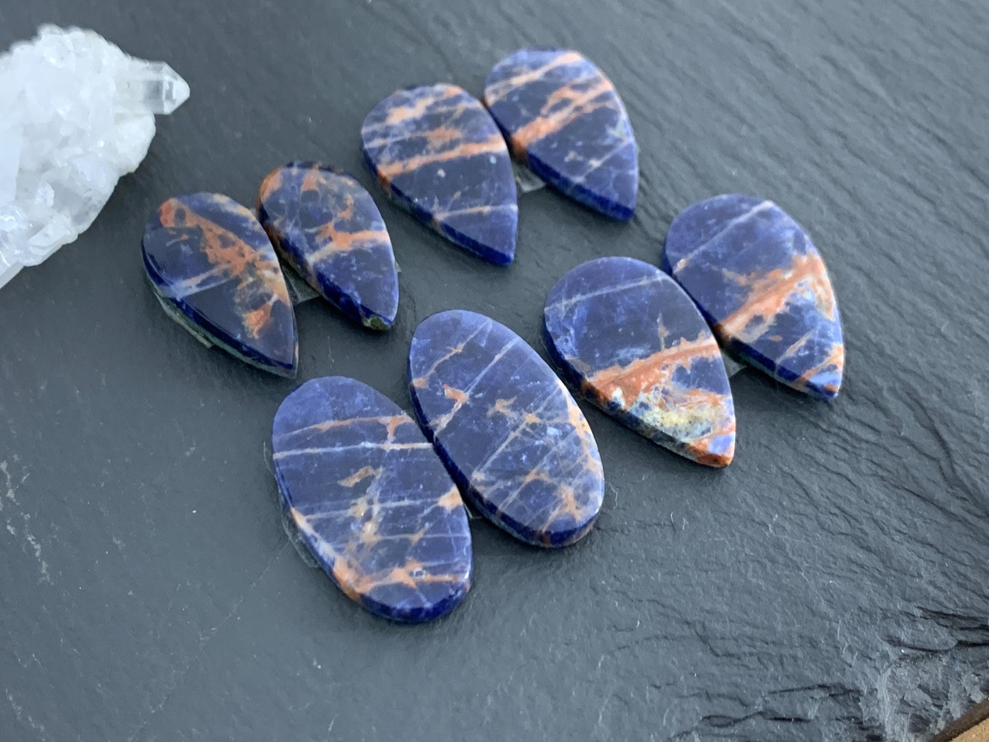 Natural Sodalite pair 22-25mm long cabochon