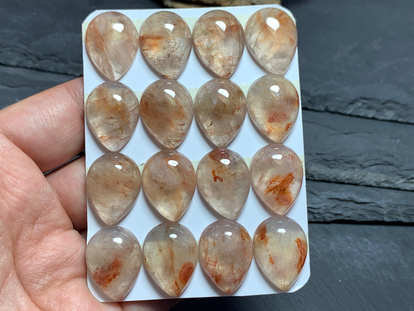 Blood Quartz pear 15x20mm cabochon - Calibrated cabochons
