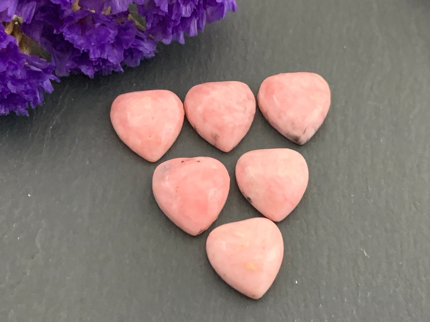 Rhodochrosite heart 12x12mm cabochon - Calibrated acbochons