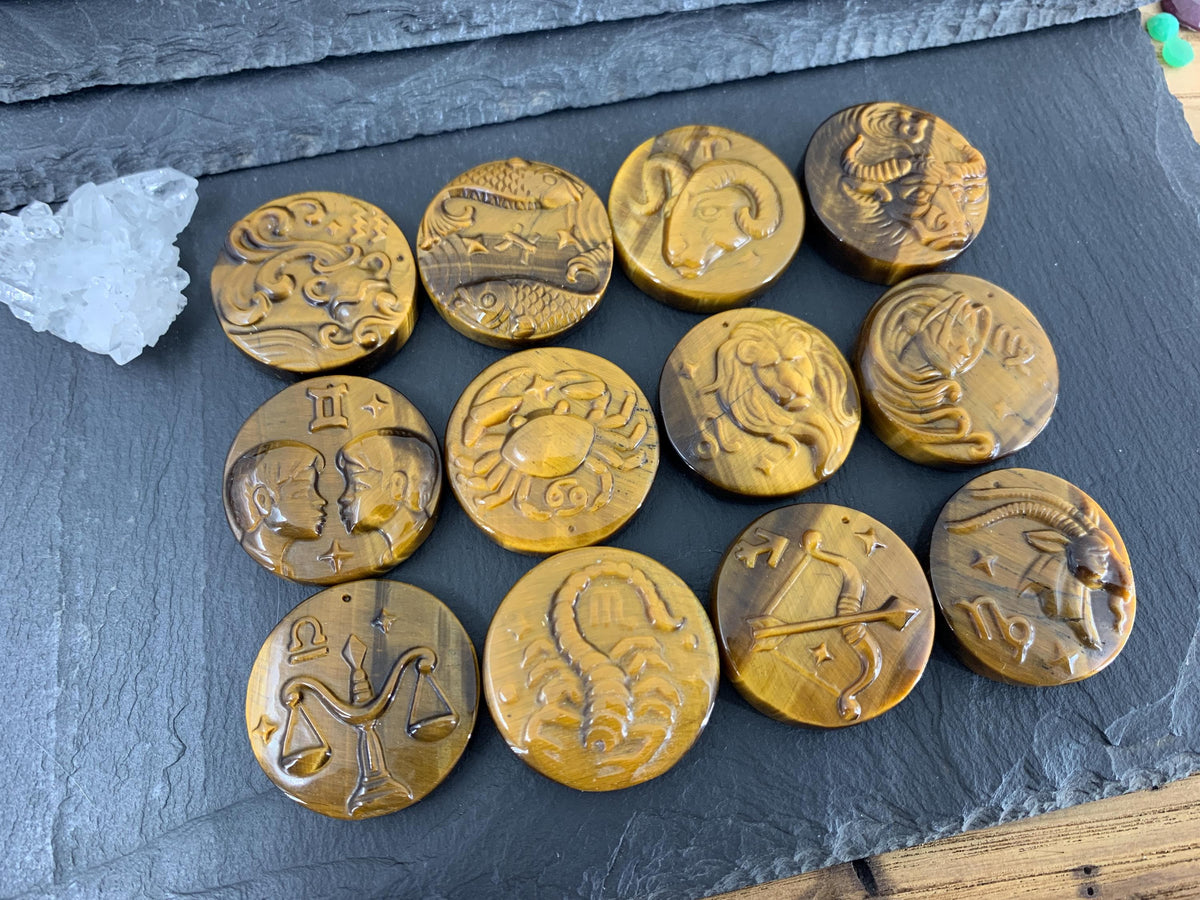 Tiger Eye Signs - Zodiac Constellations Carving *