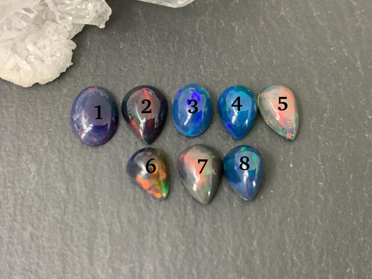 Black Ethiopian Opal 7-8mm long cabochon
