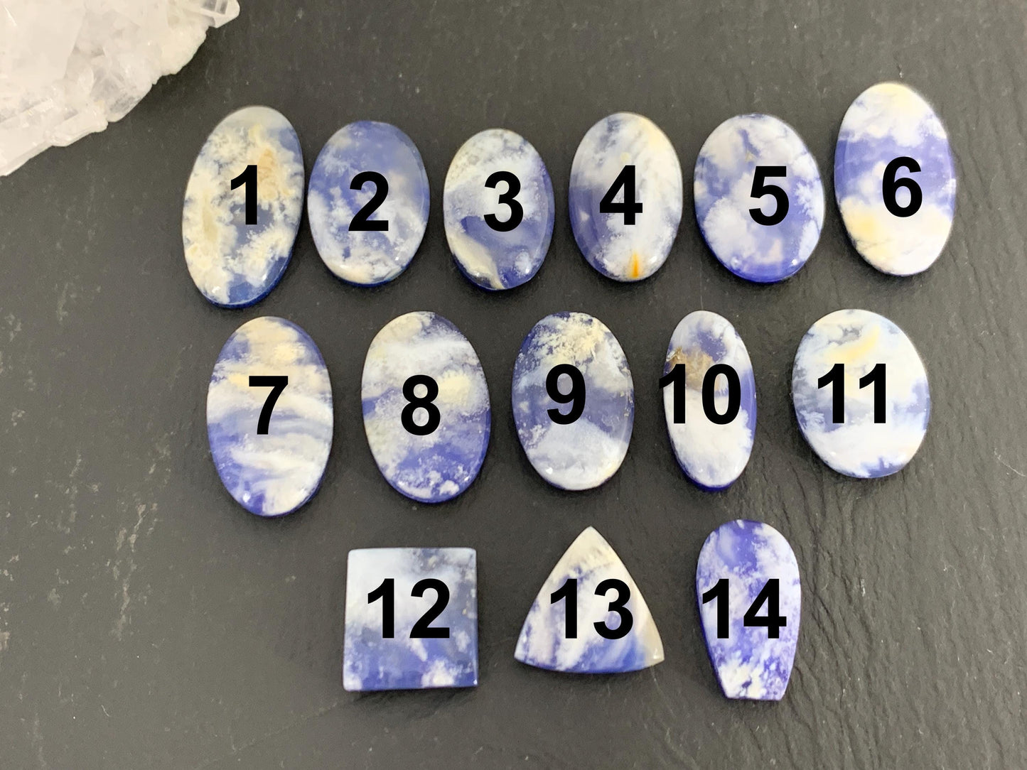 Lapis Lazuli with Plume Agate Doublet 12-21mm long cabochon - Select your piece