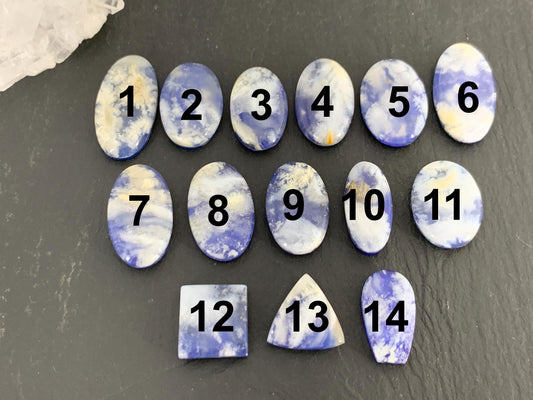 Lapis Lazuli with Plume Agate Doublet 12-21mm long cabochon - Select your piece