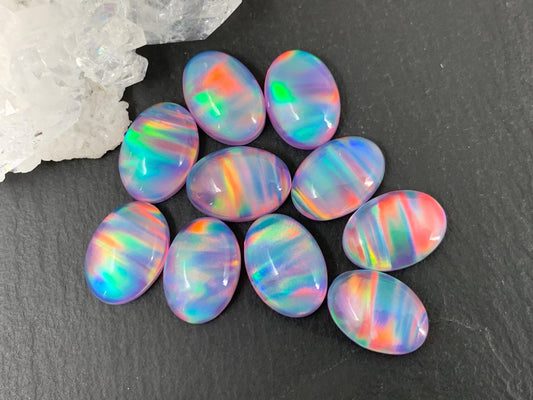 Aurora Opal oval 10x14mm cabochons - Doublet cabochons