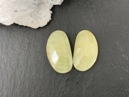 Faceted Yellow Sapphire pair 8x15x3mm cabochon