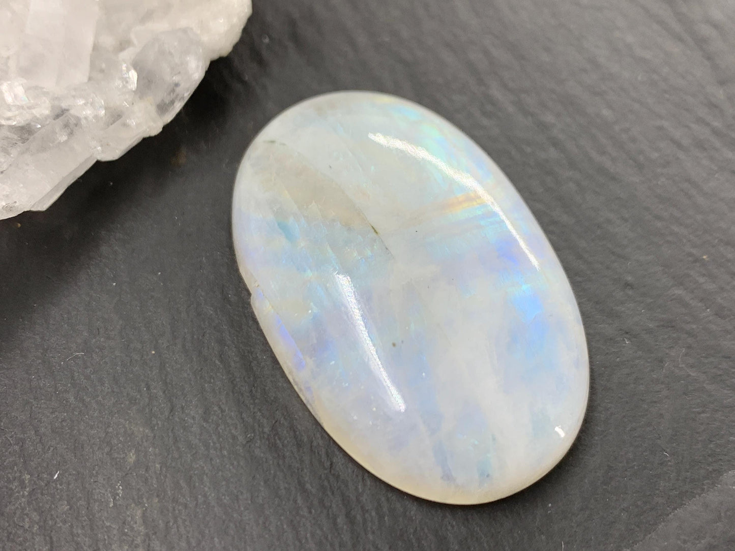 Rainbow Moonstone 35x22x7mm cabochon. Second quality cabochon