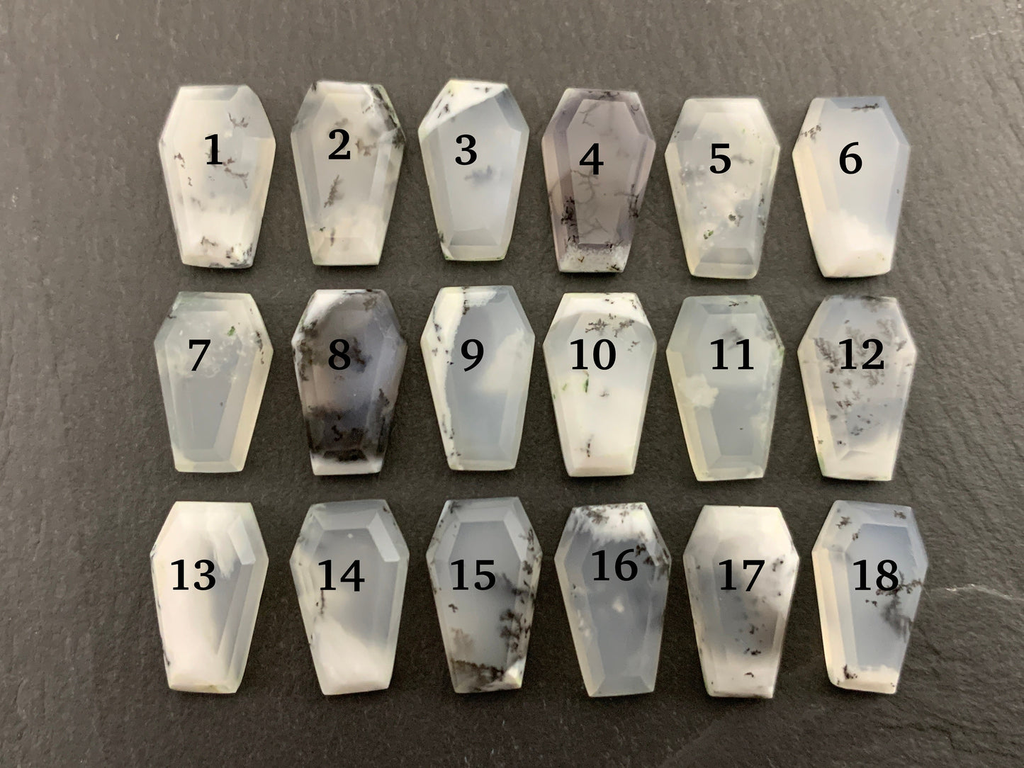 Step Cut Dendrite Opal coffin 10x16mm cabochon