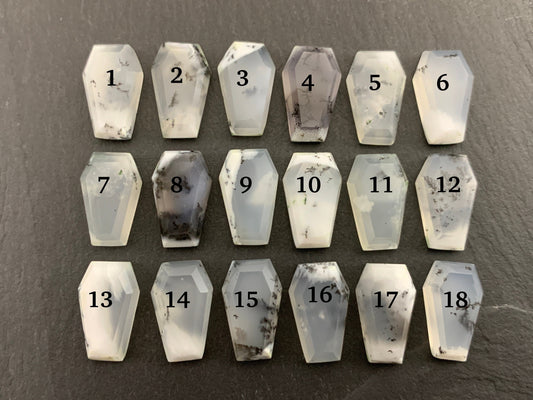 Step Cut Dendrite Opal coffin 10x16mm cabochon