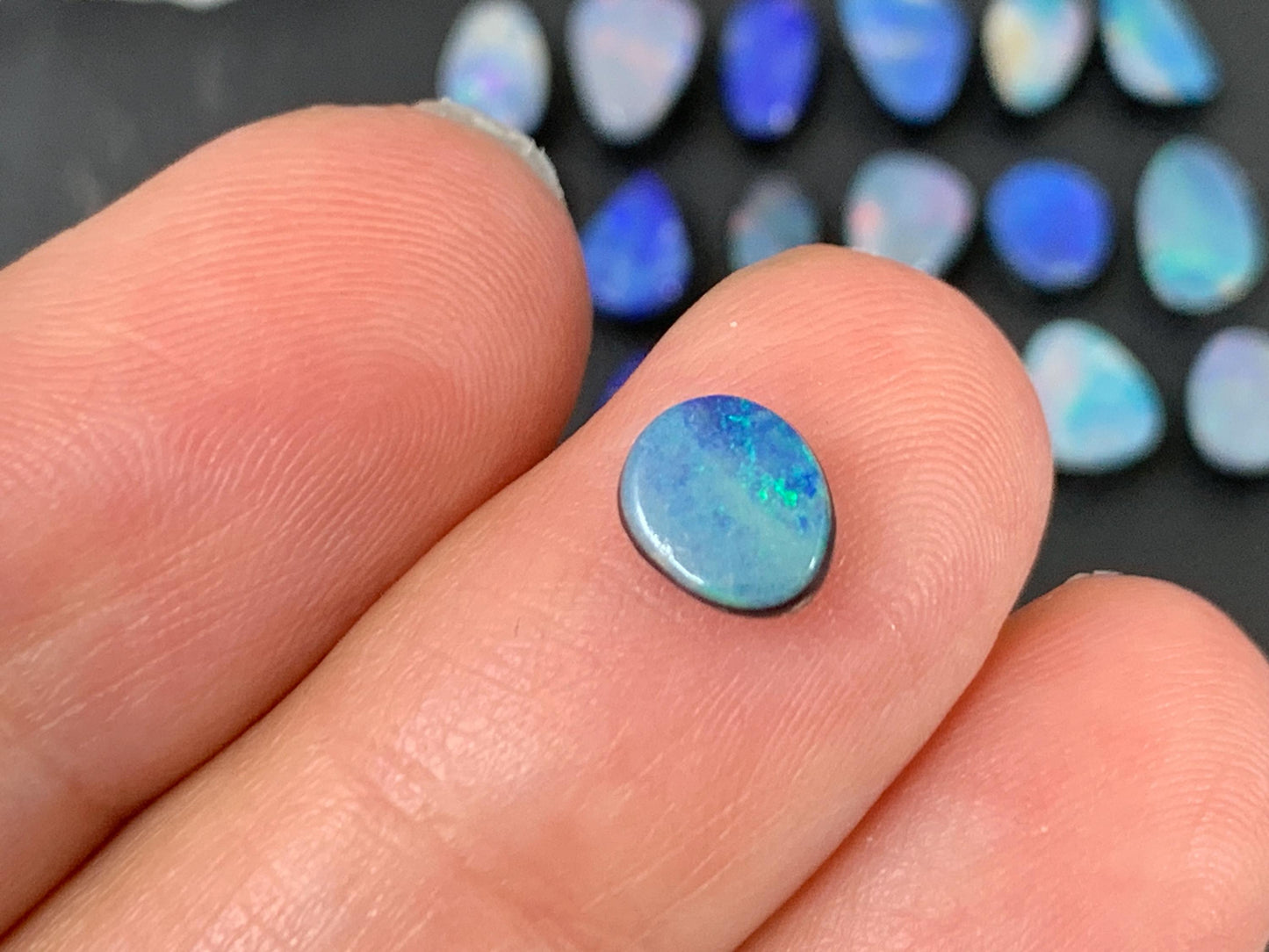 Australian Opal Doublet 6-8.5mm long cabochon - Select your piece