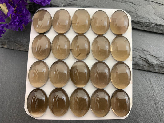 Smokey Quartz oval 12x16mm cabochon - Calibrated cabochons