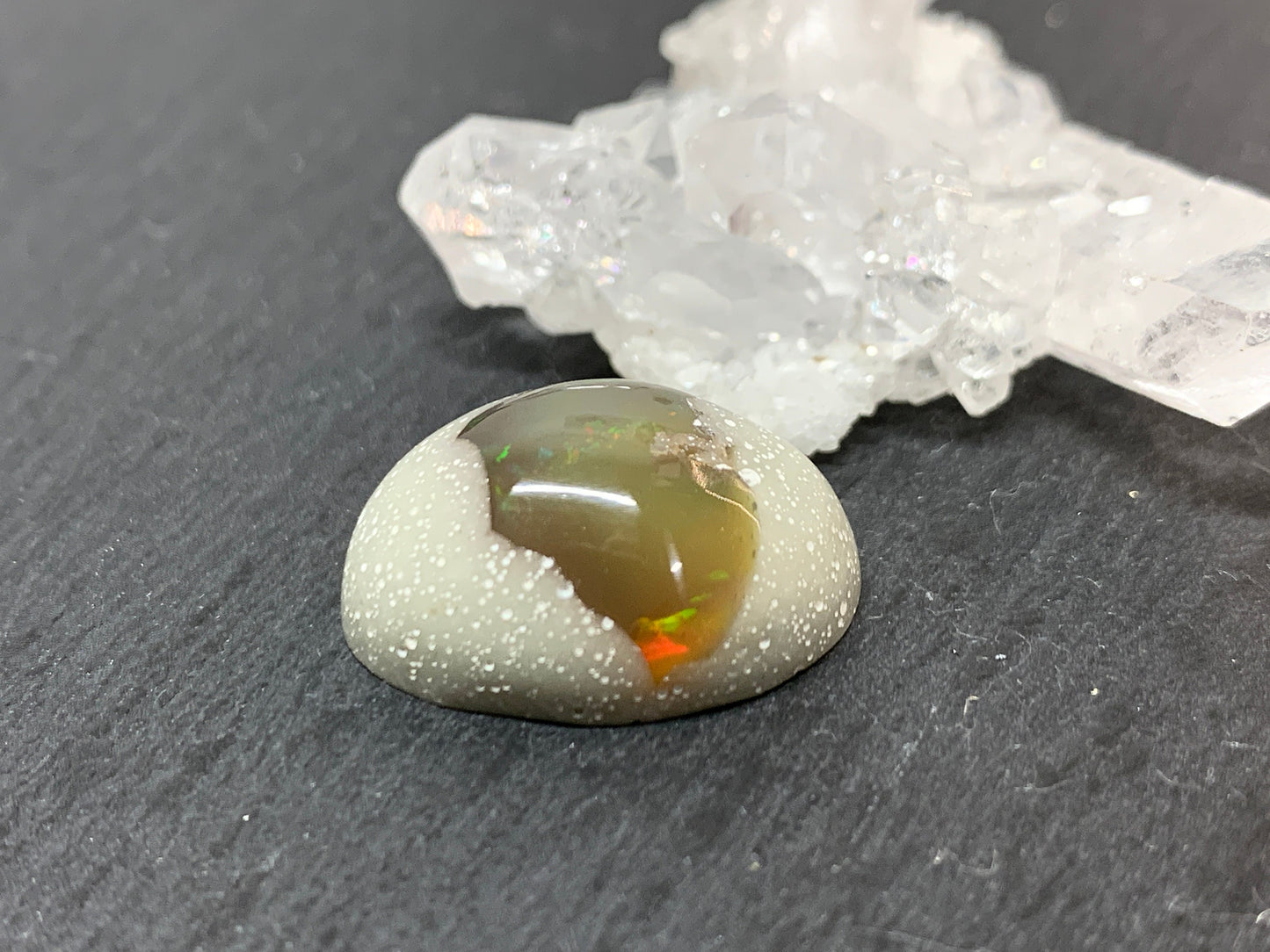 Ethiopian Opal Cabochon – Stabilized Welo Opal with Bright Play of Color - 15x21x9mm
