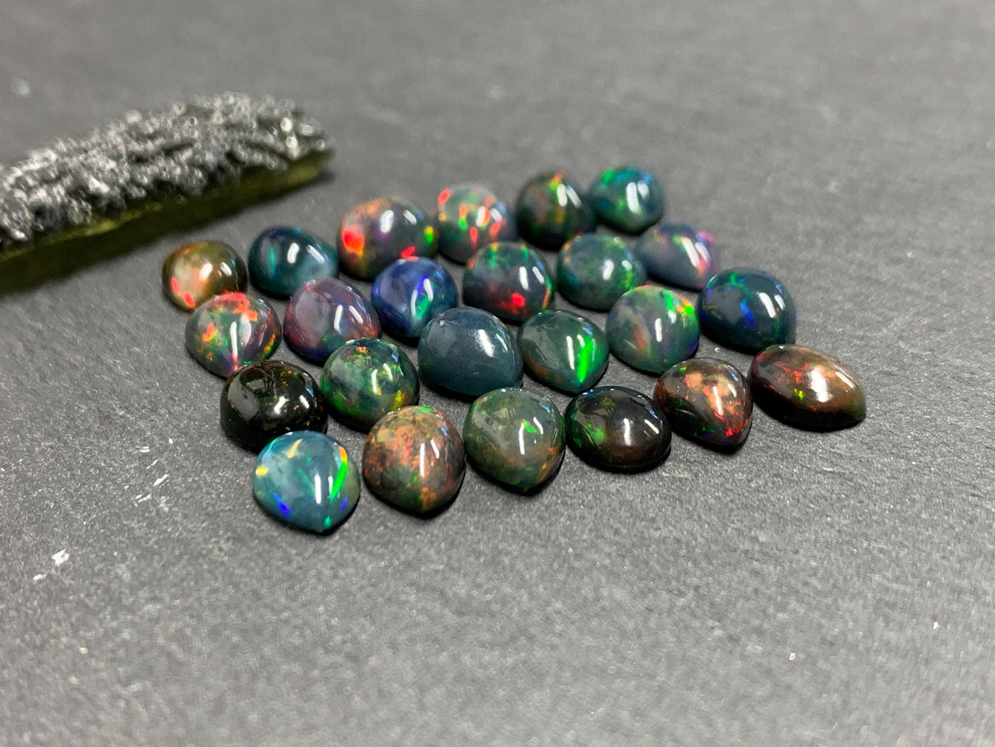 Black Ethiopian Opal 6x8mm cabochon