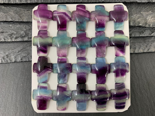 Cross Green Fluorite 12x16mm cabochon - Calibrated cabochons