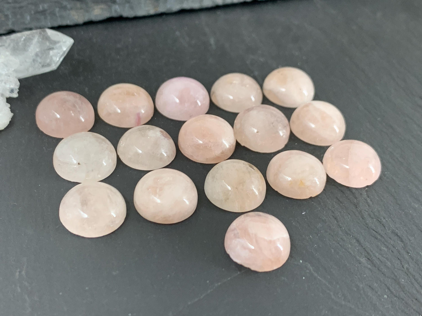 Morganite round 12mm cabochon - Calibrated cabochons
