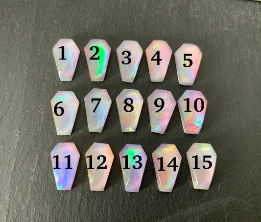 Faceted Aurora Opal coffin 10x16mm cabochon - Doublet cabochons