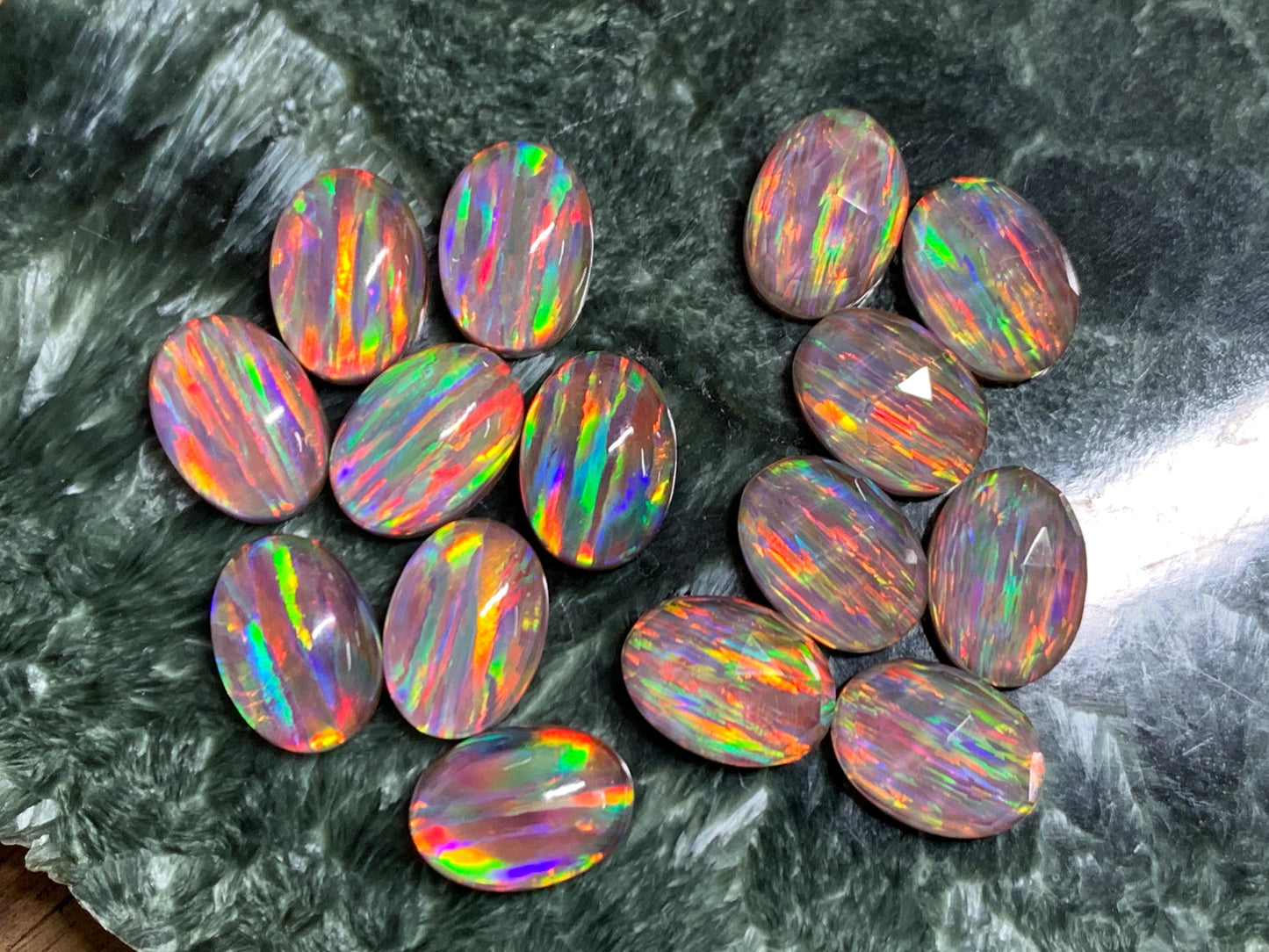 Aurora Opal Oval 10x14mm Cabochon – Rainbow Fire Doublets – Man Made Cabochon *