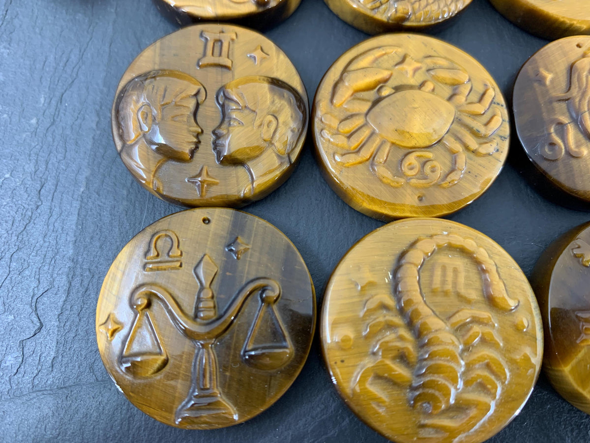 Tiger Eye Signs - Zodiac Constellations Carving *